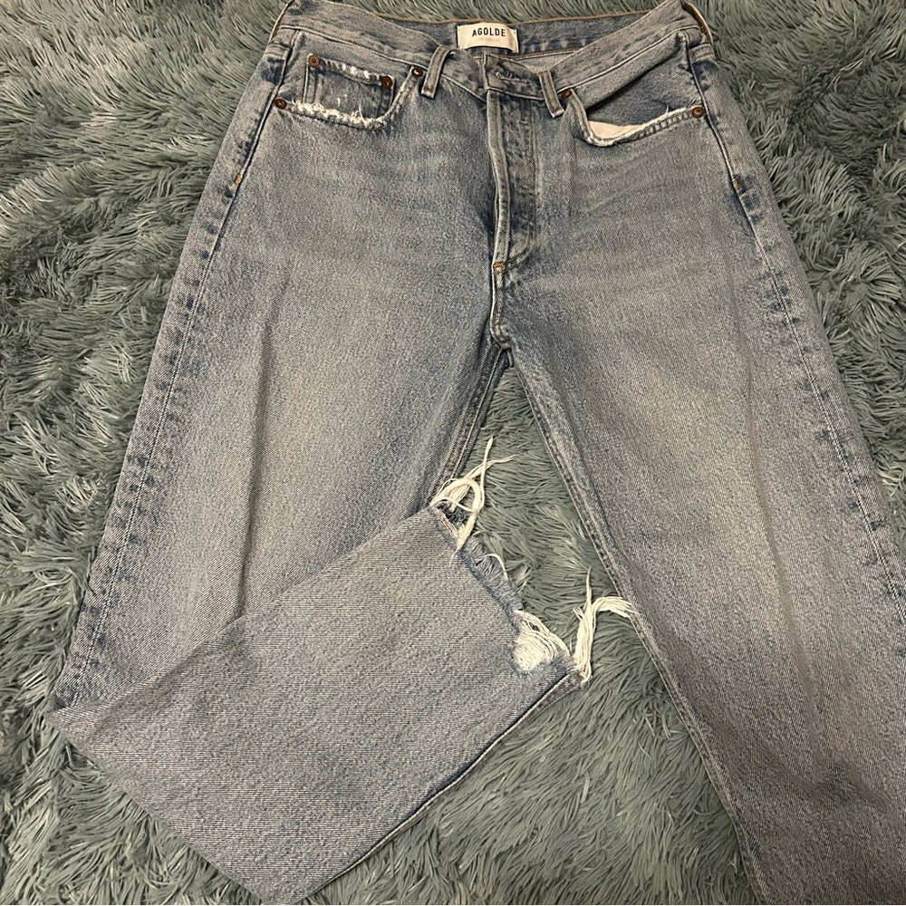 Agolde Light Blue Washed Denim Jeans